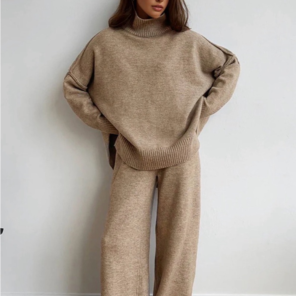 Commense Tan Knit Sweater Set
